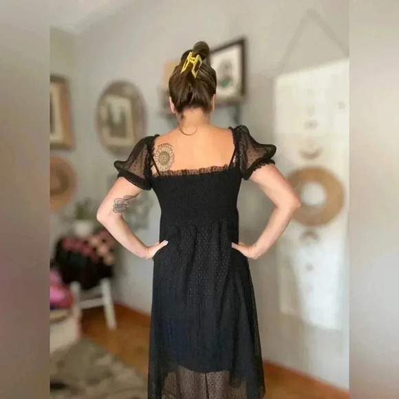 O.P.T Square Neck Smocked Midi Dress Large - Picture 3 of 7